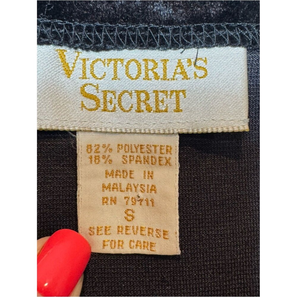 Vintage Gold Label Victoria's Secret Black Velvet Short Sleeve Mini Dress size S - Picture 3 of 8